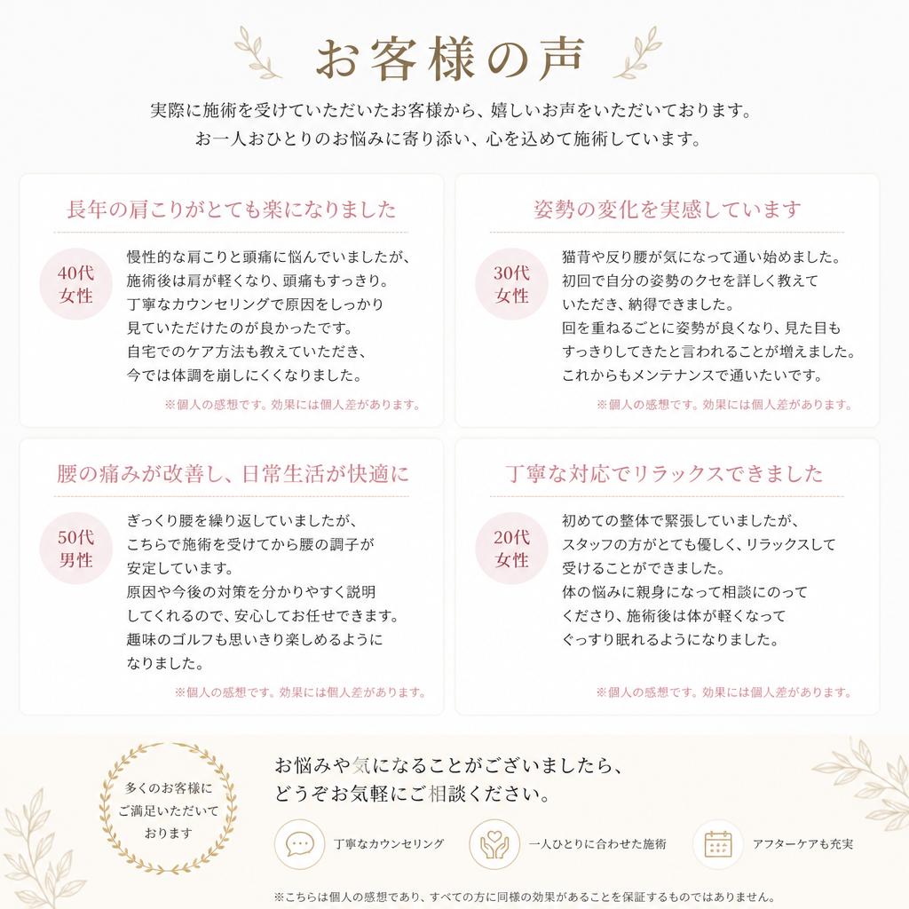 5. お客様の声：信頼の証実績