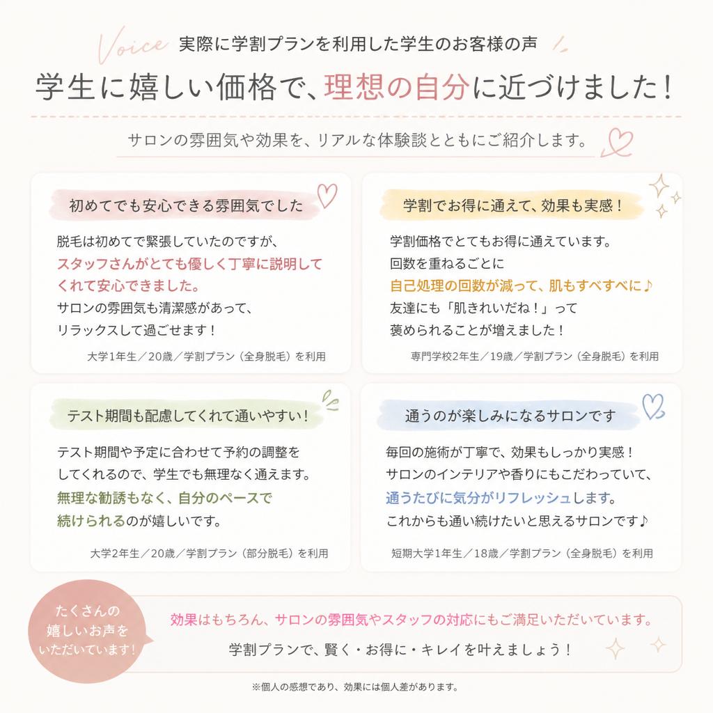 学生のお客様の声