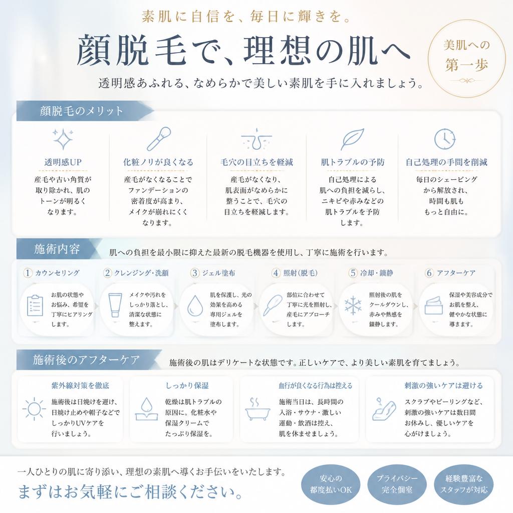 顔のケアはお任せ！