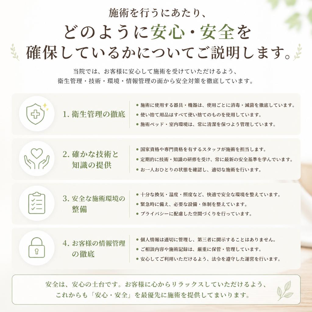 安心・安全な施術環境