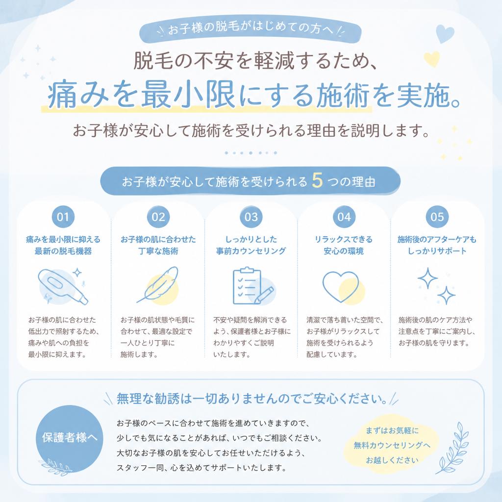 痛みに配慮した優しい脱毛体験