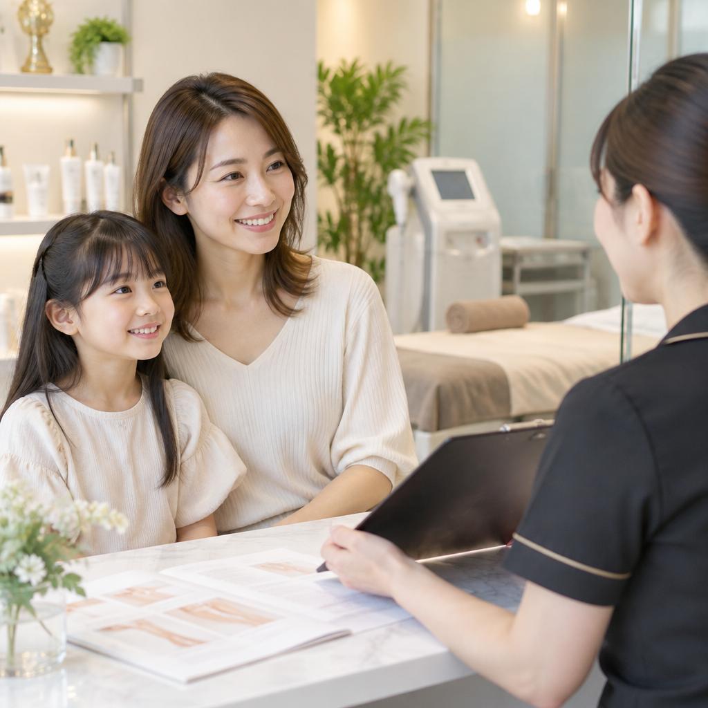 ママやパパと一緒なら、初めての脱毛も心強い